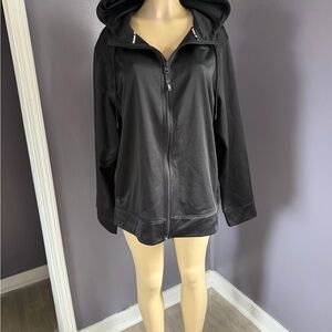 Reebok Black Hooded Zip-Up Bomber Jacket